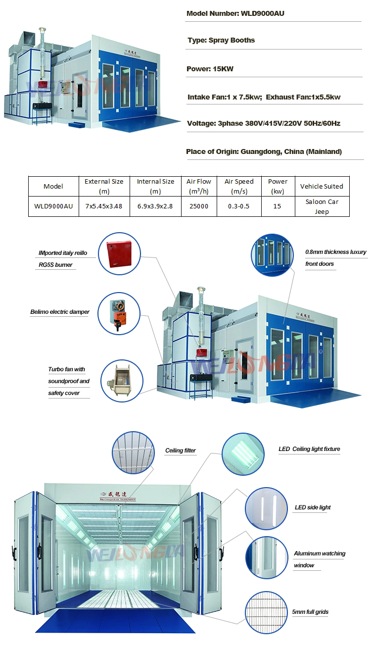 Wld9000au Car Spray Booth Oven / Painting Chamber for Sale Hungary CE